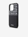 DKNY PU bőr Ismétlődő mintás kártyazseb hátlap iPhone 15 Pro Fekete DKNY DKNY