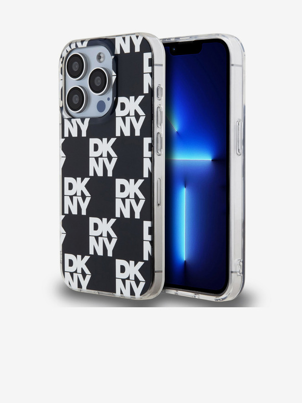 DKNY PC/TPU kockás mintás hátsó borító iPhone 15 Pro készülékhez Fekete DKNY