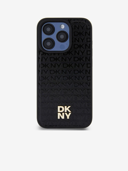 DKNY PU bőr ismétlődő mintás Stack Logo Magsafe hátlap iPhone 14 Pro fekete DKNY fekete DKNY