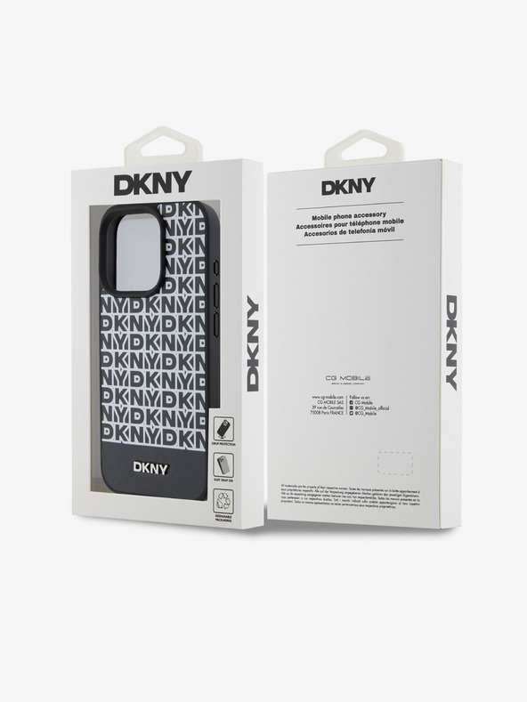 DKNY PU bőr Ismétlődő mintás alsó csíkos MagSafe hátlap iPhone 13 Pro Max fekete DKNY fekete DKNY