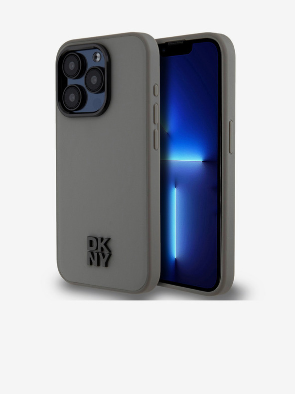 DKNY PU bőr Stack Logo Magsafe hátlap iPhone 15 Pro szürke DKNY szürke DKNY