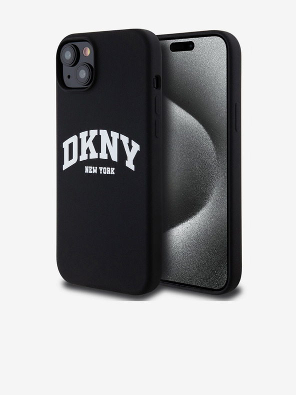 DKNY Folyékony szilikon Arch Logo MagSafe hátlap iPhone 15 Plushoz Fekete DKNY