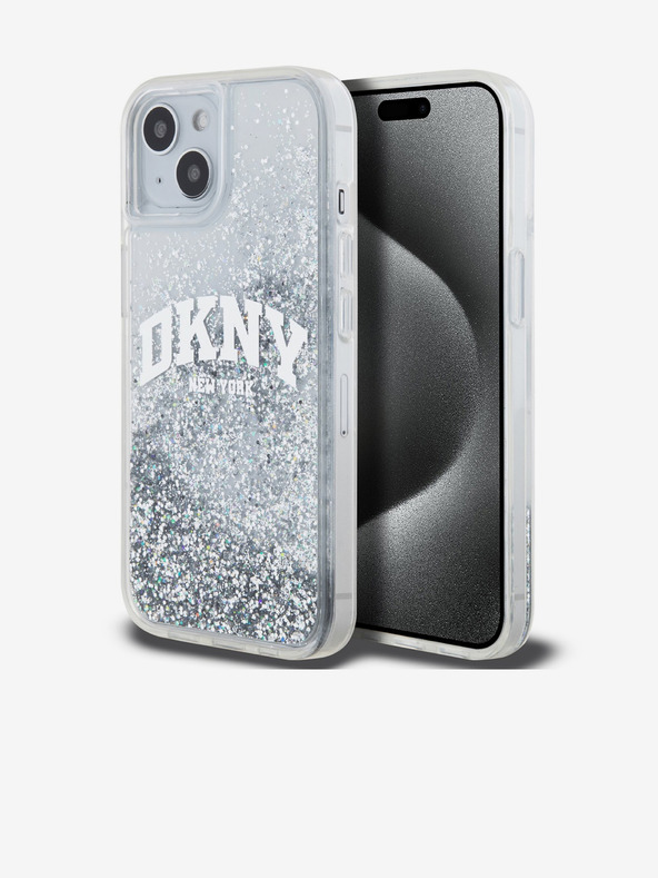DKNY Folyékony csillogó íves logós hátlap iPhone 14-hez Átlátszó DKNY DKNY