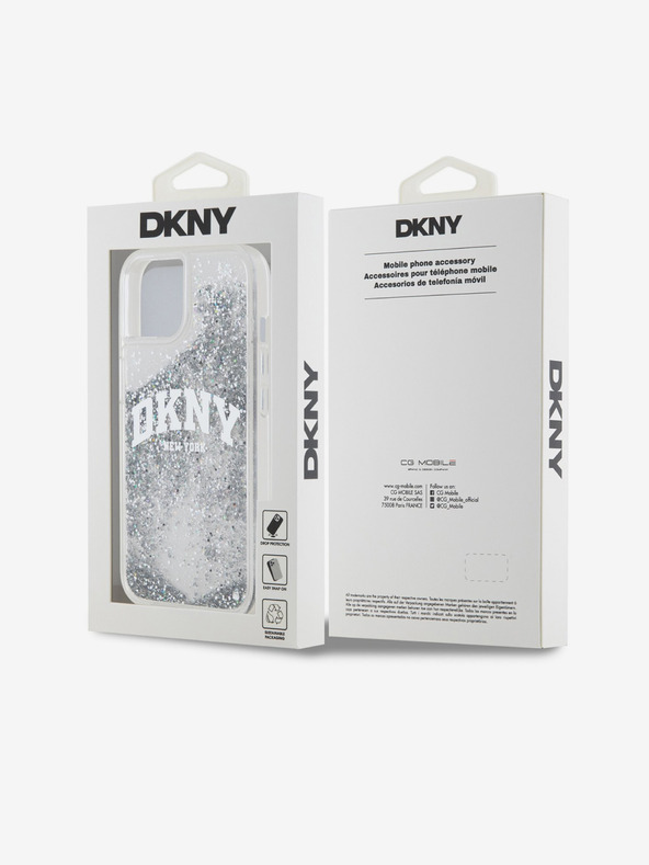 DKNY Folyékony csillogó íves logós hátlap iPhone 14-hez Átlátszó DKNY DKNY