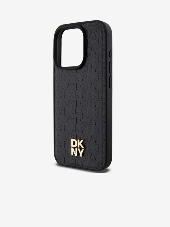 DKNY PU bőr ismétlődő mintás Stack Logo Magsafe hátlap iPhone 14 Pro Max-hoz Fekete DKNY DKNY