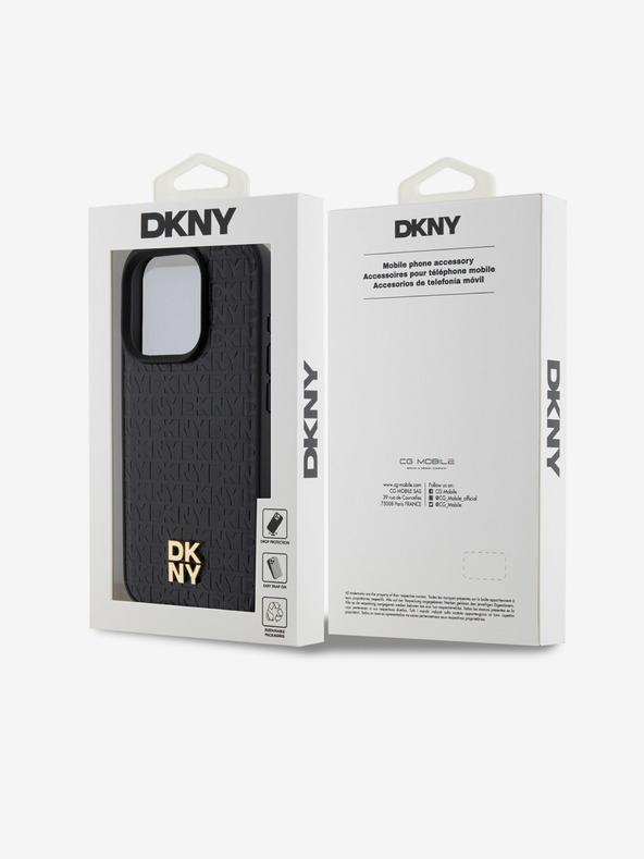DKNY PU bőr ismétlődő mintás Stack Logo Magsafe hátlap iPhone 14 Pro Max-hoz Fekete DKNY DKNY