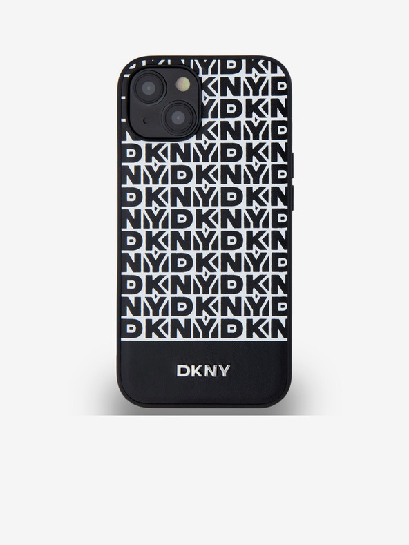 DKNY PU bőr Ismétlődő mintás alsó csíkos MagSafe hátlap az iPhone 14 készülékhez Fekete DKNY DKNY