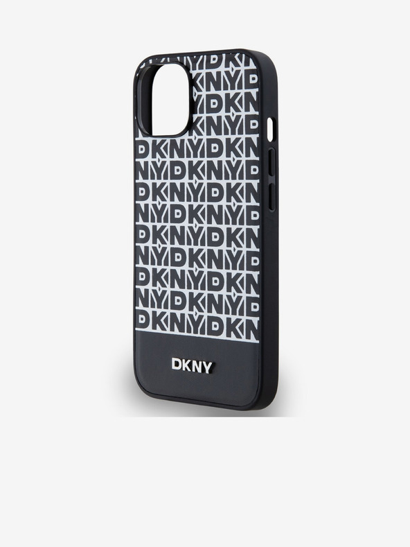DKNY PU bőr Ismétlődő mintás alsó csíkos MagSafe hátlap az iPhone 14 készülékhez Fekete DKNY DKNY