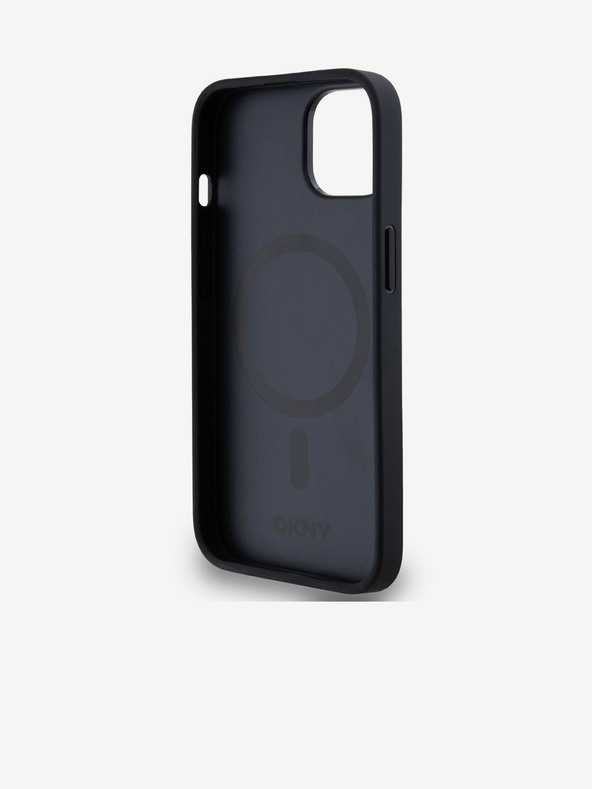 DKNY PU bőr Ismétlődő mintás alsó csíkos MagSafe hátlap az iPhone 14 készülékhez Fekete DKNY DKNY