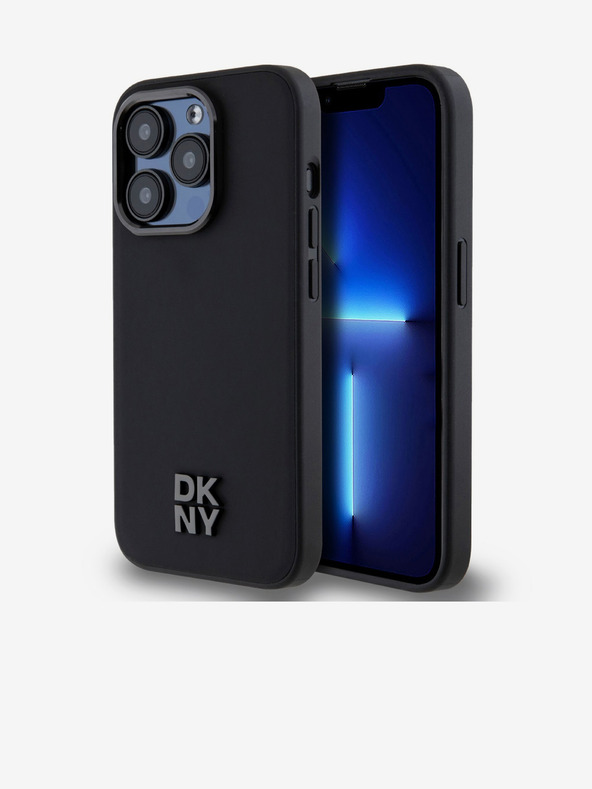 DKNY PU bőr Stack Logo Magsafe hátlap iPhone 15 Pro Fekete DKNY DKNY
