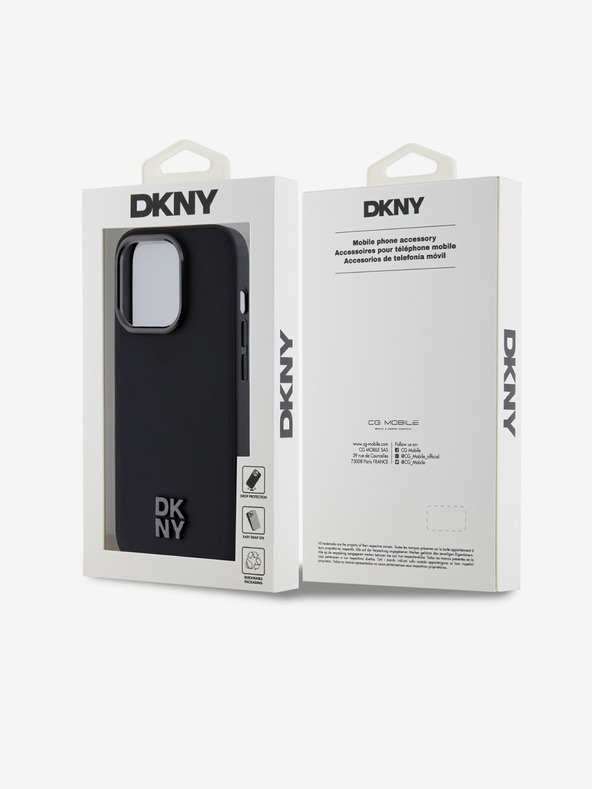 DKNY PU bőr Stack Logo Magsafe hátlap iPhone 15 Pro Fekete DKNY DKNY