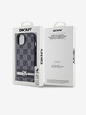 DKNY PU bőr kockás mintás és csíkos hátlapi borító iPhone 14 készülékhez Fekete DKNY