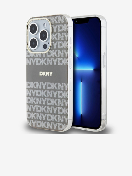 DKNY PC/TPU ismétlődő mintás tonális csíkos Magsafe hátlap iPhone 15 Pro bézs DKNY