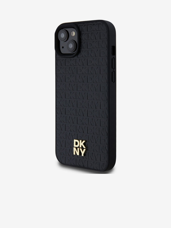 DKNY PU bőr Ismétlődő mintás Stack Logo Magsafe hátlap iPhone 15 Plus fekete DKNY DKNY