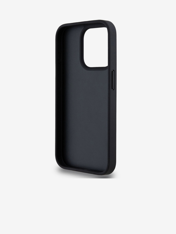 DKNY PU bőr kockás mintás és csíkos hátlapi borító iPhone 14 Pro Max fekete DKNY