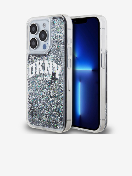 DKNY Folyékony csillogó íves logós hátlap iPhone 15 Pro Fekete DKNY