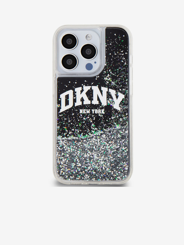 DKNY Folyékony csillogó íves logós hátlap iPhone 15 Pro Fekete DKNY