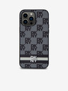 DKNY PU bőr kockás mintás és csíkos hátlapi borító iPhone 15 Pro Max fekete DKNY