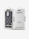 DKNY PU bőr kockás mintás és csíkos hátlapi borító iPhone 15 Pro Max fekete DKNY