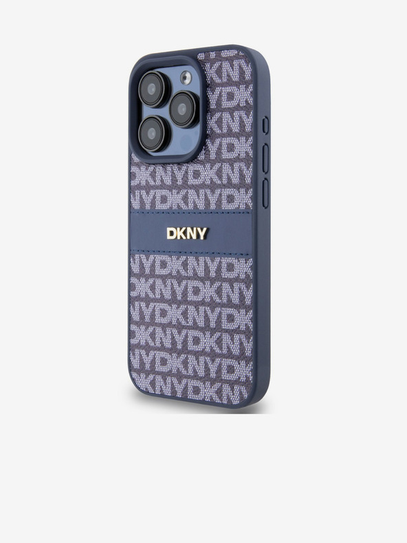 DKNY PU bőr ismétlődő mintás tonális csíkos hátlap iPhone 14 Pro Max készülékhez Kék DKNY DKNY