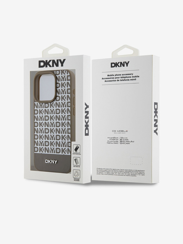 DKNY PU bőr Ismétlődő mintás alsó csíkos MagSafe hátlap iPhone 13 Pro barna DKNY Brown DKNY