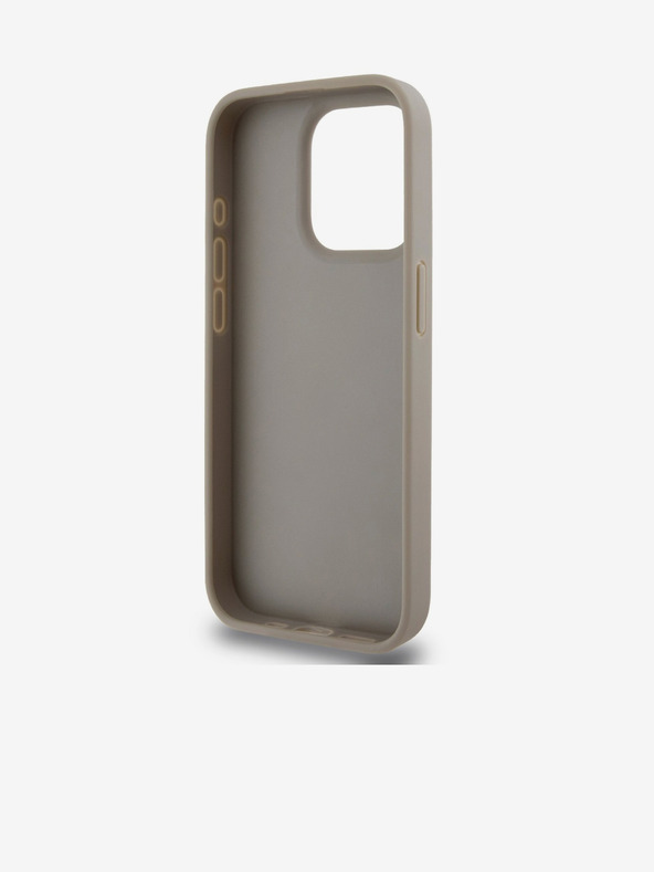 DKNY PU bőr kockás mintás és csíkos hátlapi borító iPhone 13 Pro bézs DKNY DKNY