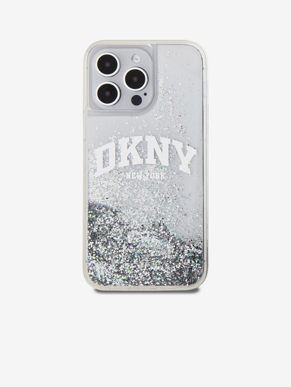 DKNY Folyékony csillogó íves logós hátlap iPhone 15 Pro Max-hoz Átlátszó DKNY