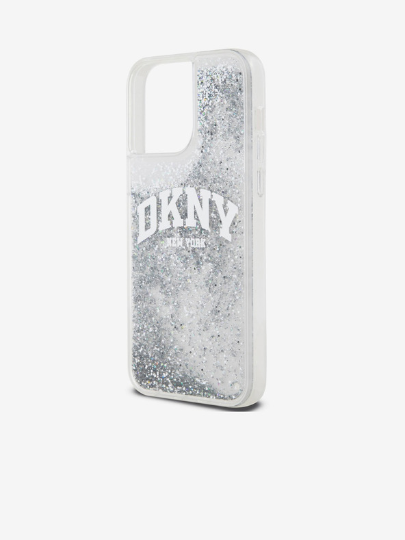 DKNY Folyékony csillogó íves logós hátlap iPhone 15 Pro Max-hoz Átlátszó DKNY