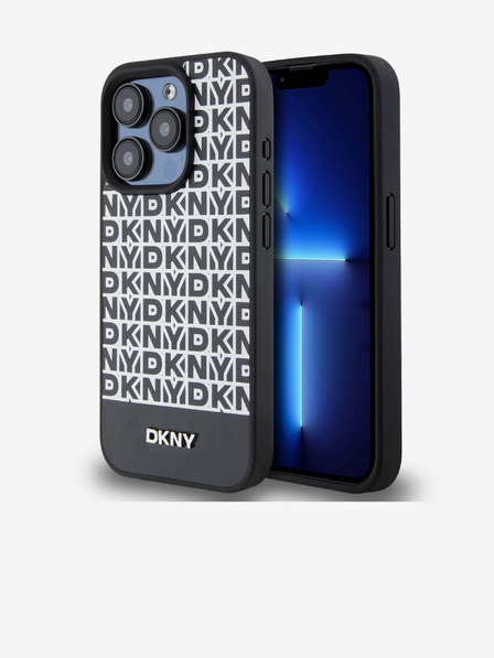 DKNY PU bőr Ismétlődő mintás alsó csíkos MagSafe hátlap iPhone 14 Pro fekete DKNY Fekete DKNY