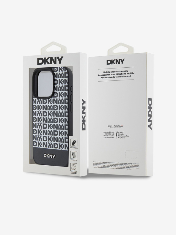 DKNY PU bőr Ismétlődő mintás alsó csíkos MagSafe hátlap iPhone 14 Pro fekete DKNY Fekete DKNY