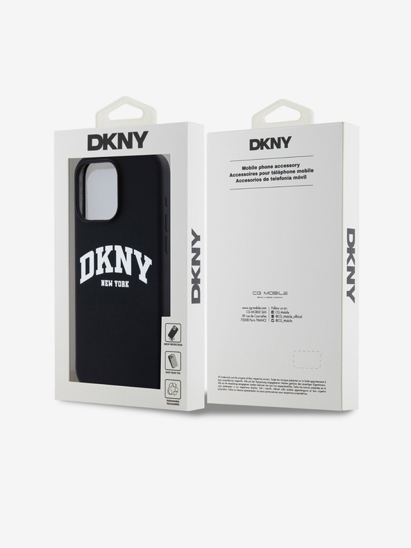 DKNY Folyékony szilikon íves logós MagSafe hátlap iPhone 12/12 Pro-hoz Fekete DKNY