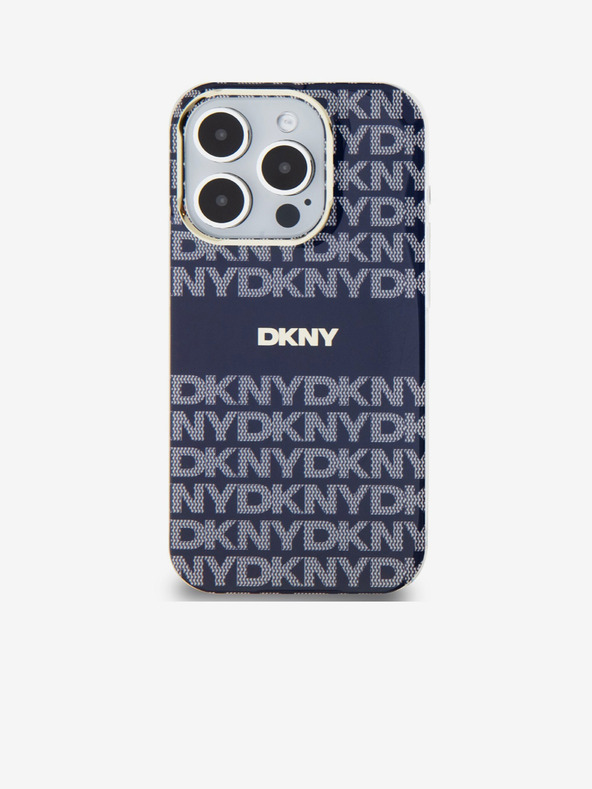 DKNY PC/TPU ismétlődő mintás, tónusos csíkos Magsafe hátlap iPhone 15 Pro készülékhez Kék DKNY