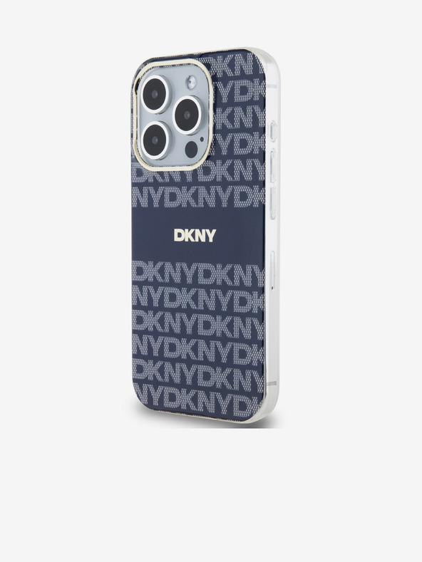 DKNY PC/TPU ismétlődő mintás, tónusos csíkos Magsafe hátlap iPhone 15 Pro készülékhez Kék DKNY