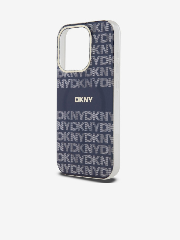 DKNY PC/TPU ismétlődő mintás, tónusos csíkos Magsafe hátlap iPhone 15 Pro készülékhez Kék DKNY