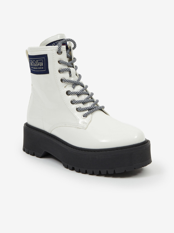 Lee Cooper Lee Cooper fehér női platform bokacsizma