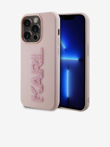 Karl Lagerfeld 3D gumiból készült csillogó logós Karl hátlap iPhone 15 Pro Max készülékhez Rózsaszín Karl Lagerfeld Karl Lagerfeld