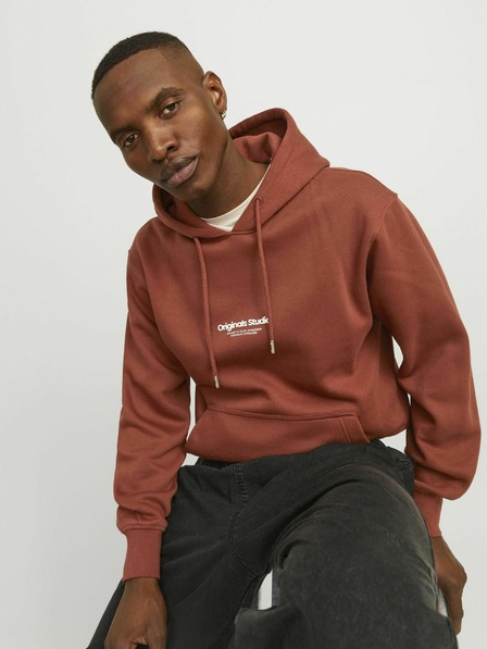 Jack & Jones Barna Jack & Jones férfi kapucnis pulóver