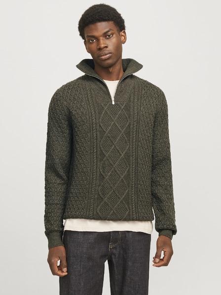 Jack & Jones Khaki Férfi Jack & Jones Blunorth Zip pulóver cipzárral