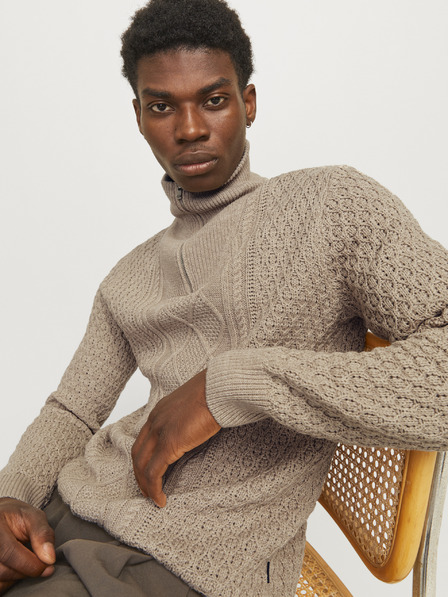 Jack & Jones Bézs férfi Jack & Jones Blunorth Zip pulóver