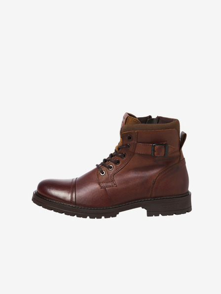 Jack & Jones Sötétbarna férfi bőr bokacsizma Jack & Jones Queens