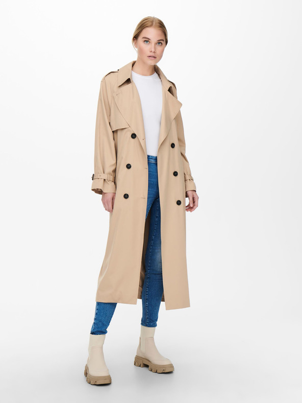 ONLY Bézs színű, laza trencsén kabát nyakkendővel ONLY Chloe