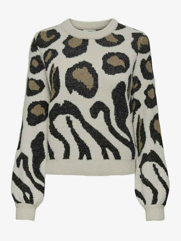 Jacqueline de Yong Bézs Női mintás pulóver JDY Lorraine