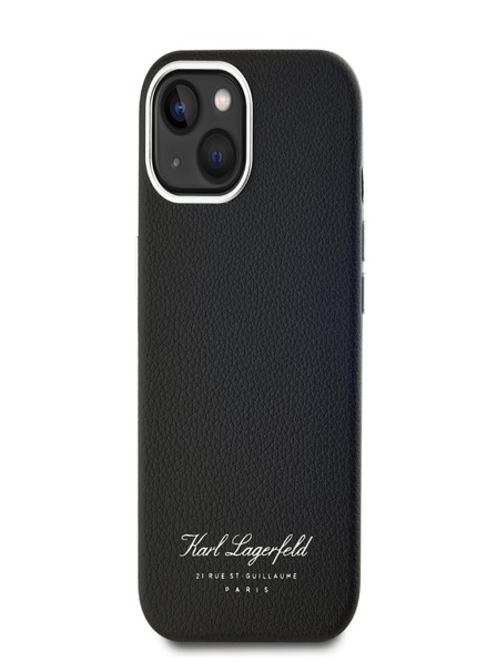 Karl Lagerfeld Szemcsés PU Hotel RSG hátlap az iPhone 15 készülékhez Fekete Karl Lagerfeld Karl Lagerfeld