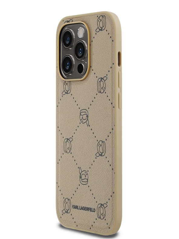 Karl Lagerfeld PU Karl Heads Pattern Magsafe hátlap iPhone 14 Pro Max Beige Karl Lagerfeld bézs színű iPhone 14 Pro Max bézs színű hátlapjához Karl Lagerfeld