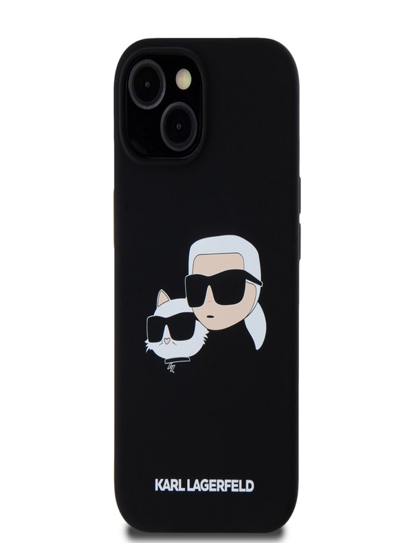 Karl Lagerfeld Folyékony szilikon Double Heads Magsafe hátlap iPhone 15 Pro Max fekete Karl Lagerfeld