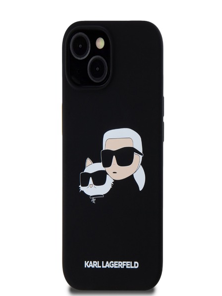 Karl Lagerfeld Folyékony szilikon Double Heads Magsafe hátlap iPhone 15 Pro Max fekete Karl Lagerfeld