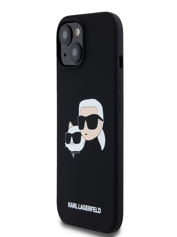 Karl Lagerfeld Folyékony szilikon Double Heads Magsafe hátlap iPhone 15 Pro Max fekete Karl Lagerfeld