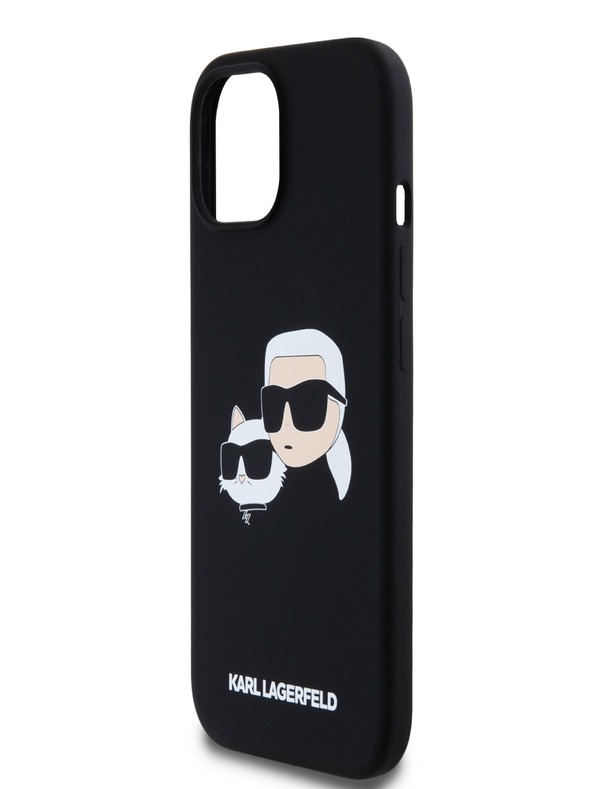 Karl Lagerfeld Folyékony szilikon Double Heads Magsafe hátlap iPhone 15 Pro Max fekete Karl Lagerfeld