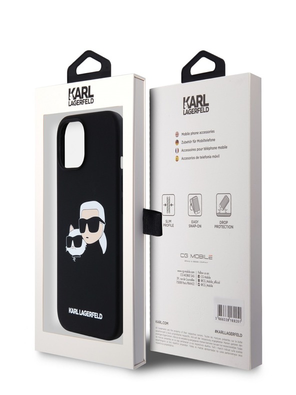 Karl Lagerfeld Folyékony szilikon Double Heads Magsafe hátlap iPhone 15 Pro Max fekete Karl Lagerfeld
