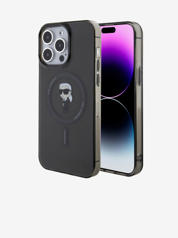 Karl Lagerfeld IML Ikonik MagSafe hátlap iPhone 15 Pro Max készülékhez Fekete Karl Lagerfeld